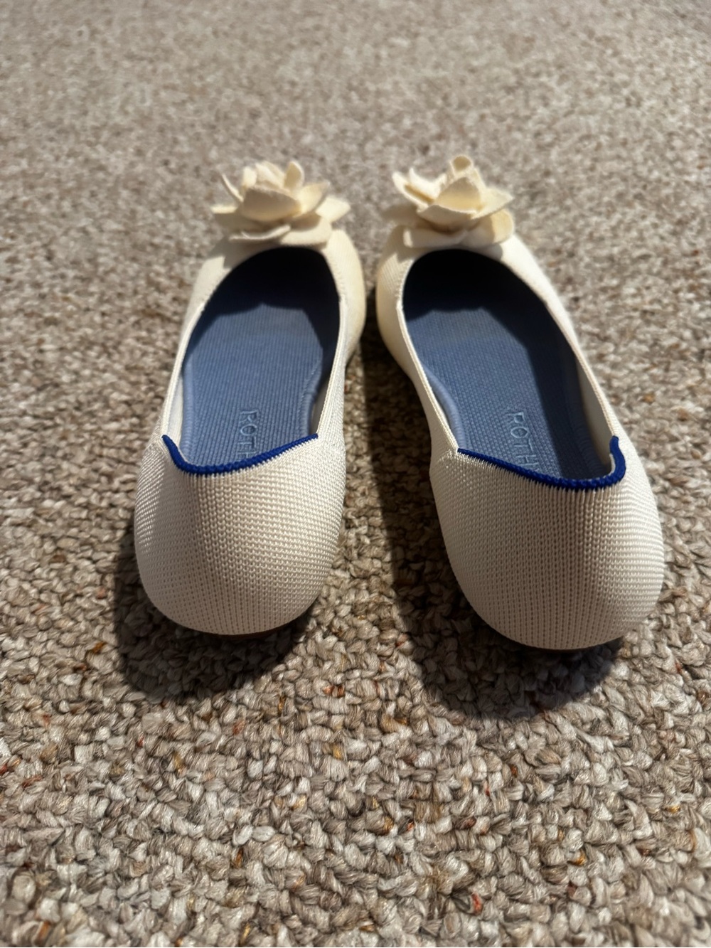 Rothy's Cream Floral Knit Ballet Flats with Blue Insole - Picture 7 of 8